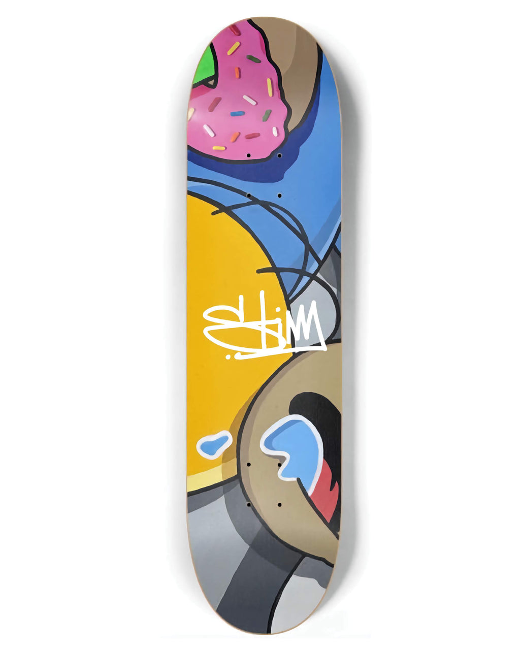 The Stimsons Homer skateboard with a bold, deconstructed pop art design printed on a limited edition 8.25-inch maple deck.