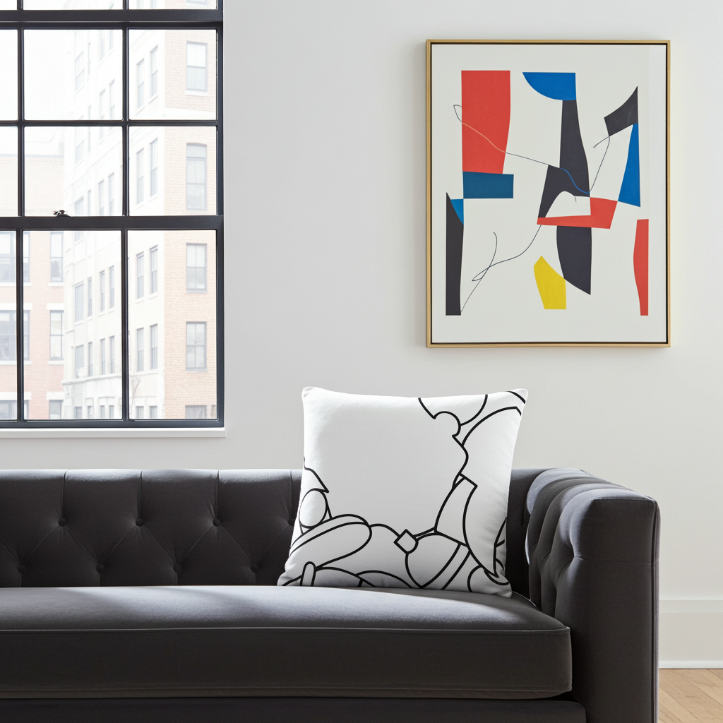 The Stimsons "Bart" – Line Art Premium Throw Pillow