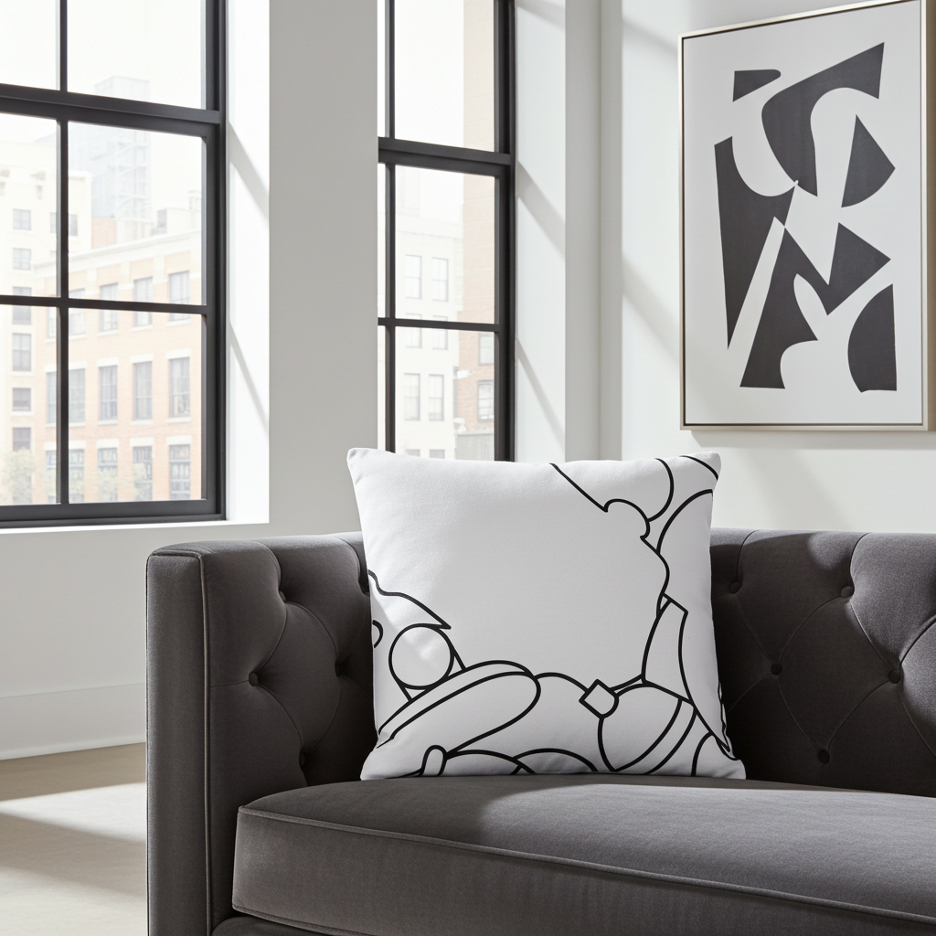 The Stimsons "Bart" – Line Art Premium Throw Pillow