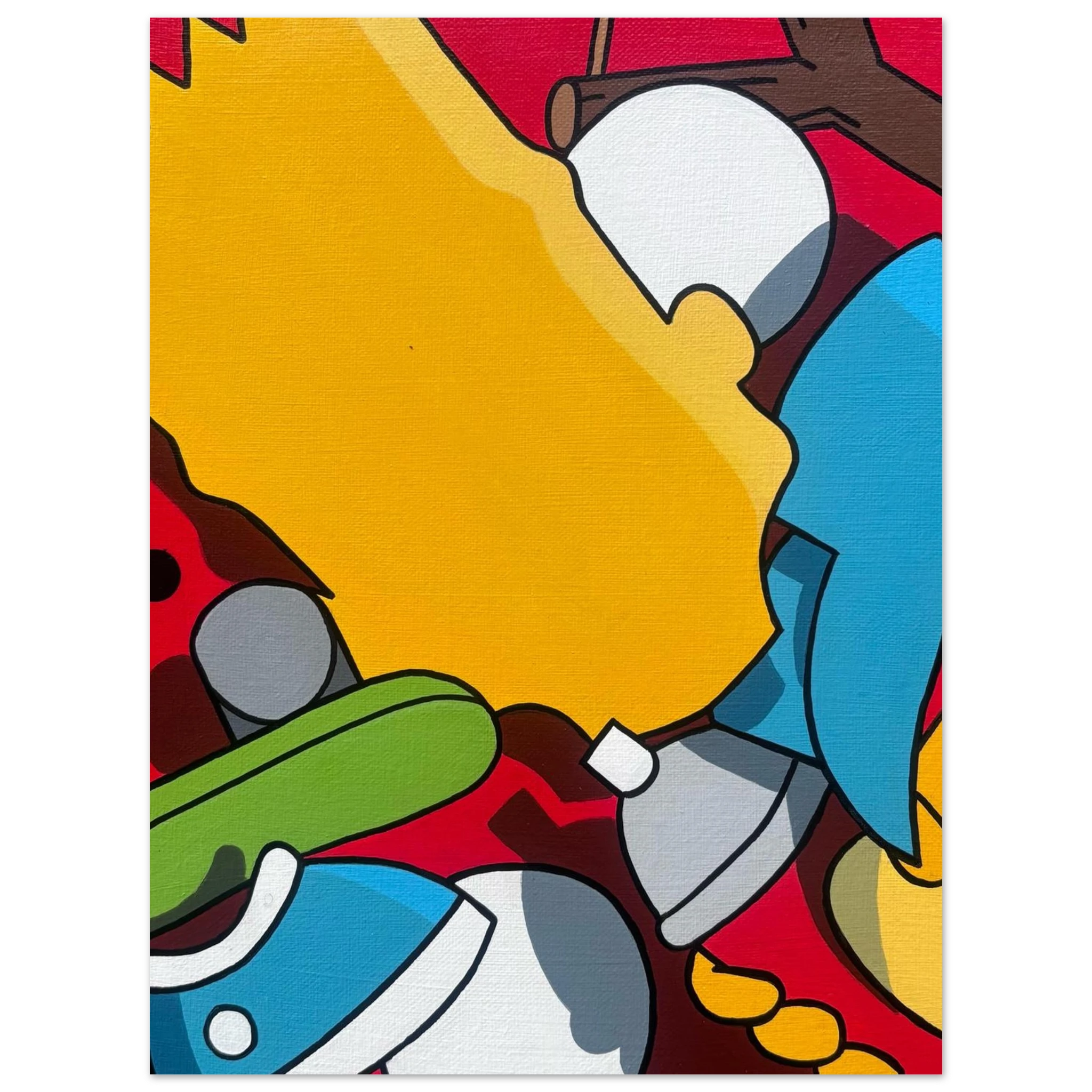Bart Simpson art print with colorful shapes and patterns